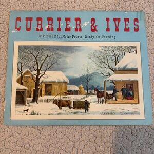 Currier & Ives Set of 6 Prints – Original Folder – Americana Wall Art